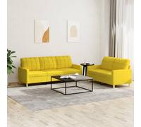vidaXL 2-delige Loungeset met kussens stof lichtgeel3201327 Jaune G