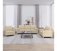 vidaXL Ensemble de canapés 4 pcs avec coussins Crème Tissu