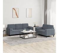 vidaXL Ensemble de canapés 3 pcs gris foncé velours