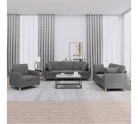 Vidaxl Ensemble De Canapés 4 Pcs Coussins Gris Foncé Tissu Gris