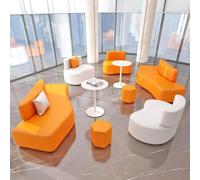 Ensemble de canapés banquettes modulaires - Sièges de loisirs minimalistes de forme unique for le hall de l'hôtel, la réception du bureau ou l'espace de travail partagé - Conception à profil bas(C)