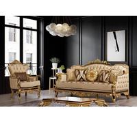 Ensemble de canapés Baroque Rococo Canapé textile Chesterfield Canapé table 3pcs.