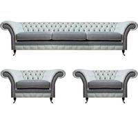 Ensemble de canapés Chesterfield Textil Sofas 3+1+1 Polster Set Garniture Salon