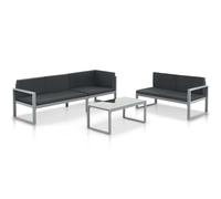 vidaXL Salon de jardin 3 pièces avec coussins – Aluminium Noir