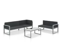 vidaXL Salon de jardin 3 pcs et coussins Aluminium Noir