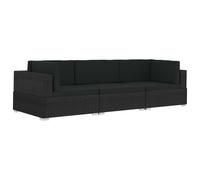 Ensemble De Canapés De Jardin 3 Pièces Coussins, Canapé De Patio Modulaire En Polyrotin Noir