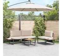 vidaXL Ensemble de canapés de Jardin 3 pièces avec Coussins Taupe