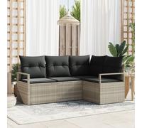 Ensemble De Canapés De Jardin 4 Pièces Vidaxl Avec Coussins Gris Clair Poly Rattan, Canapé De Jardin 2 Places Vidaxl Avec Coussins Gris Poly Rattan