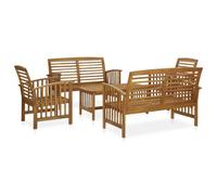 Ensemble de canapés de jardin 5 pièces en bois d'acacia massif