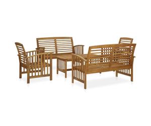 Ensemble de canapés de jardin 5 pièces en bois d'acacia massif