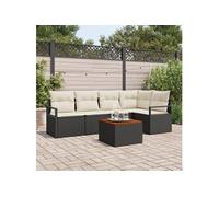 vidaXL Ensemble de canapé de Jardin 6 pcs Noir et Blanc, Canapé de Jardin réglable, mobilier Moderne, matériaux résistants UV, Collection Lounge stylée pour terrasse