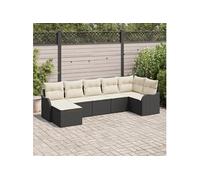 Vidaxl Ensemble De Canapés De Jardin 7 Pièces Avec Coussins Rattan Noir, Vidaxl Canapé De Jardin 2 Places Avec Coussins Rattan Noir