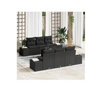 Ensemble de Canapés de Jardin 7 pièces Noir Rattan avec Housses 3346953