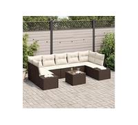 vidaXL Ensemble de canapés de jardin 8 pièces 3346978 polyrotin avec coussins marron