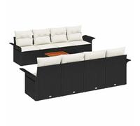 vidaXL Ensemble de canapé de Jardin 9 pcs Noir et Crème polyrotin, Canapé Moderne de Jardin et terrasse, Meuble modulable, Durable, résistant aux UV, Parfait pour se détendre