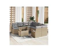 Ensemble De Canapés De Jardin Vidaxl 9 Pièces Avec Oreillers Beige Poly Rattan, Canapé De Jardin 2 Places Vidaxl Avec Oreillers Beige Poly Rattan