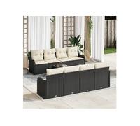 vidaXL Ensemble de canapé de jardin avec coussins 9 pcs Noir, Crème 55 x 55 x 37 cm