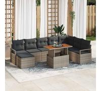 Ensemble De Canapés De Jardin 9 Pièces Gris Polyrotin Avec Stockage Pouf D'angle Modulaire Table