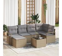 Ensemble De Canapés De Jardin À 7 Pièces Avec Coussins En Poly Rotin Noir Vidaxl, Canapé De Jardin 2 Places Avec Coussins En Poly Rotin Beige Vidaxl