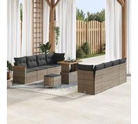 Ensemble de canapés de jardin avec coussins 11 pièces Gris Poly rotin pour Terrasse Extérieur Résistant aux UV et aux intempéries