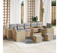 Ensemble De Canapés De Jardin De 10 Pièces Vidaxl Avec Coussins Beige Rotin Synthétique Acacia, Ensemble De Salle À Manger De Jardin De 3 Pièces Vidaxl Avec Coussins Beige Rotin Synthétique Acacia