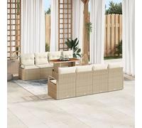 Ensemble De Canapés De Jardin De 9 Pièces Avec Coussins En Rotin Poly Beige, Canapé De Jardin De 2 Places Avec Coussins En Rotin Poly Beige