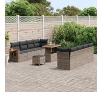 Ensemble de canapés de jardin en polyrotin gris, 11 pièces, meubles d'extérieur modulaires avec coussins, pour terrasse, balcon et jardin, résistant aux UV