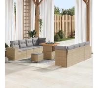 Ensemble de canapés de jardin en rotin synthétique, 11 pièces, beige/gris clair, 80 x 80 x 71 cm, canapé salon modulaire avec espace de rangement pour terrasse, balcon, extérieur, groupe de sièges