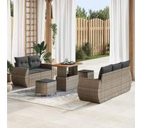 Ensemble de canapés de jardin en rotin synthétique avec coussins - 8 pièces - Gris - 90 x 55 x 71 cm - Mobilier d'extérieur modulaire pour terrasse, balcon et jardin