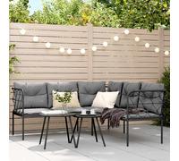 Ensemble de canapés de jardin et coussins noir acier textilène vidaXL