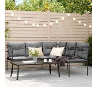 Ensemble de canapés de jardin et coussins noir acier textilène vidaXL