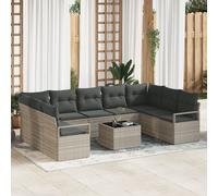 Ensemble De Canapés De Jardin Vidaxl 10 Pièces Avec Coussins Gris Rattan Synthétique, Canapé De Jardin 2 Places Vidaxl Avec Rangement Et Coussins Gris Rattan Synthétique