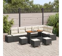 Ensemble De Canapés De Jardin Vidaxl 10 Pièces Avec Coussins Rattan Poly Noir, Canapé De Jardin Deux Places Vidaxl Avec Coussins Rattan Poly Noir, Ensemble De Dîner De Jardin 4 Pièces Avec Coussins Ra