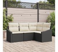 Ensemble De Canapés De Jardin Vidaxl 4 Pièces Noir Rotin Polyéthylène