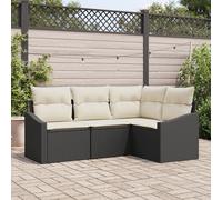 Ensemble De Canapés De Jardin Vidaxl 4 Pièces Noir Rotin Polyéthylène