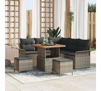 Ensemble De Canapés De Jardin Vidaxl 8 Pièces Avec Coussins Gris Poly Rattan Acacia, Canapé De Jardin Vidaxl 2 Places Avec Coussins Gris Poly Rattan, Ensemble De Salle À Manger De Jardin Vidaxl 3 Pièc