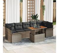 Ensemble De Canapés De Jardin Vidaxl 8 Pièces Avec Coussins Gris Poly Rattan, Canapé De Jardin 2 Places Vidaxl Avec Rangement Et Coussins Gris Poly Rattan