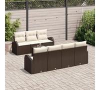 Ensemble De Canapés De Jardin Vidaxl 8 Pièces Avec Oreillers Marron Poly Rattan, Canapé De Jardin 2 Places Vidaxl Avec Rangement & Oreillers Marron Poly Rattan