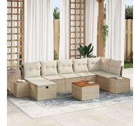 Ensemble De Canapés De Jardin Vidaxl 8 Pièces Beige Rotin, Polyester