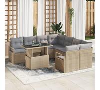 Ensemble De Canapés De Jardin Vidaxl 9 Pièces Avec Oreillers Beige Poly Rattan, Canapé De Jardin 2 Places Vidaxl Avec Oreillers Beige Poly Rattan