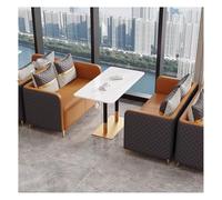 Ensemble de canapés de salle à manger rembourrés en cuir avec table en pierre, design moderne pour restaurants et cafés