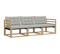 Ensemble de Canapés d'Extérieur 3 pc Bois d'Acacia Blanc et Gris Clair | Bois d'acacia massif, design modulaire, surface laquée, accoudoirs et dossiers, jardin ou terrasse