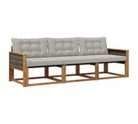 Ensemble de Canapés d'Extérieur 3 pc Bois d'Acacia Massif Naturel et Gris | Bois d'acacia massif,surface laquée,design modulaire,entretien facile,jardin,terrasse,usage extérieur