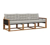 Ensemble de Canapés d'Extérieur 3 pc Bois d'Acacia Naturel et Gris Clair | Bois d'acacia massif, surface laquée, design modulaire, entretien facile, teinte naturel et gris clair