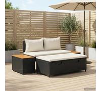 Vidaxl Ensemble De Canapés D'extérieur 4 Pcs Noir Et Blanc Crème