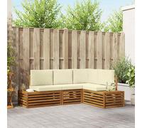 vidaXL Ensemble de canapés d'extérieur 4 pièces Bois d'acacia massif avec coussins Naturel et Crème