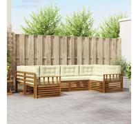 vidaXL Ensemble de canapés d'extérieur 6 pièces Bois d'acacia massif avec coussins Beige naturel