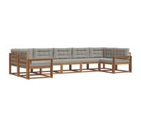 Ensemble de Canapés d'Extérieur 7 pc Bois d'Acacia Massif Gris Naturel | Bois d'acacia massif,dossier lamelle,accoudoirs pratiques,cadre à lattes robuste,assemblage facile,entretien minimal,housse