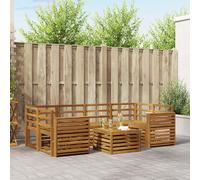 vidaXL Ensembles de canapés avec Coussin 7 pcs Naturel et Beige, Canapé d'angle de Jardin, mobilier Lounge résistant, Ensemble Moderne pour Un Patio Zen et Confortable