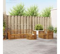 vidaXL Ensembles de canapés 7 pcs Naturel Bois d'Acacia Massif, Canapé d'extérieur, Sectionnel Moderne, Mobilier de Jardin résistant, Salon de Patio, Assise terrasse, Comfort